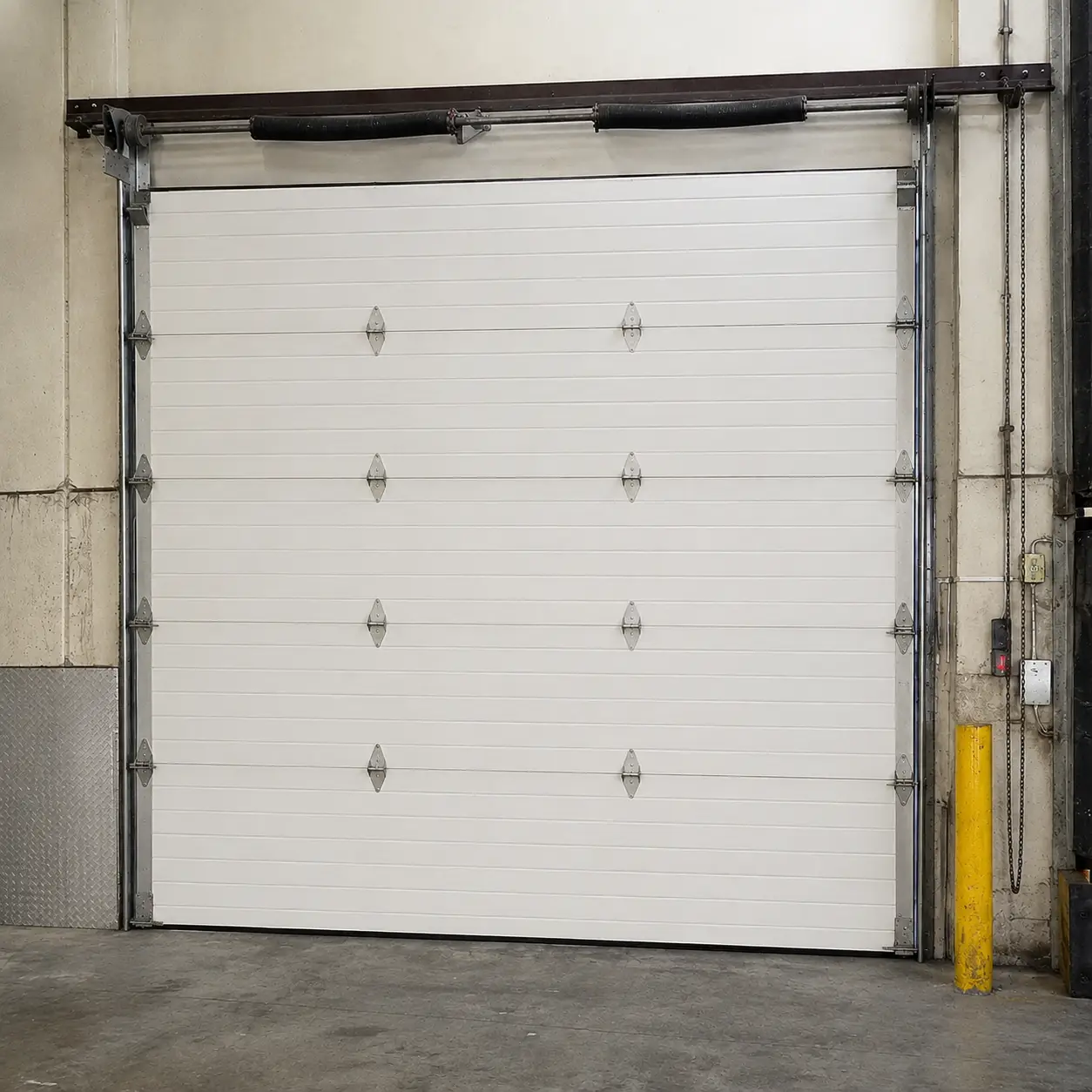 Restored garage door after professional repair and alignment in Noblesville Indiana