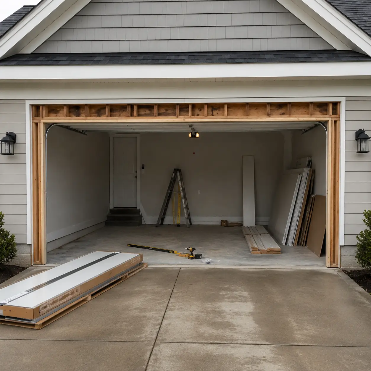Garage door opening before installation